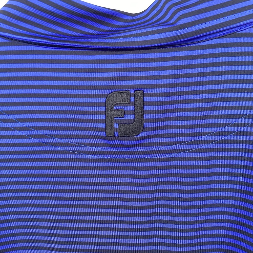 Men's Footjoy Short Sleeved Performance Striped Golf Polo Royal Blue / Black XL - Picture 6 of 10
